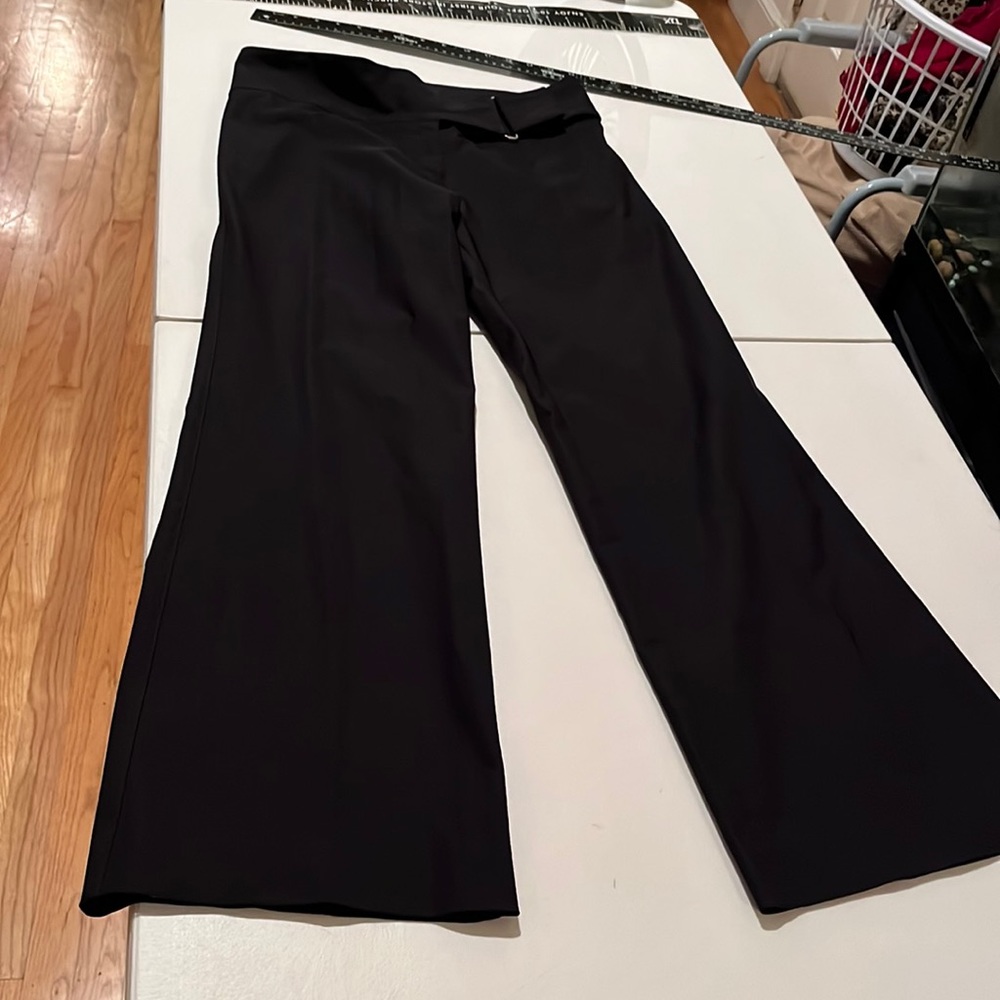Equestrian Designs size large  black dressy wide leg pants flat zip front